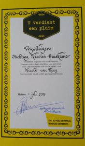 Een eervolle pluim van de wethouder voor onze vrijwillig(st)ers.